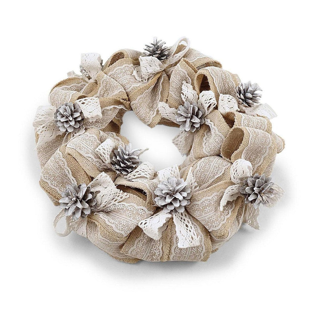 Corona decorativa in juta con pigne, Ø39H9 cm