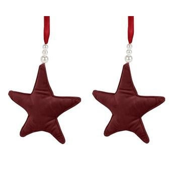 Decorazione ferma tenda stella bordeaux velluto set due