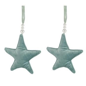Decorazione ferma tenda stella verde velluto set due pezzi