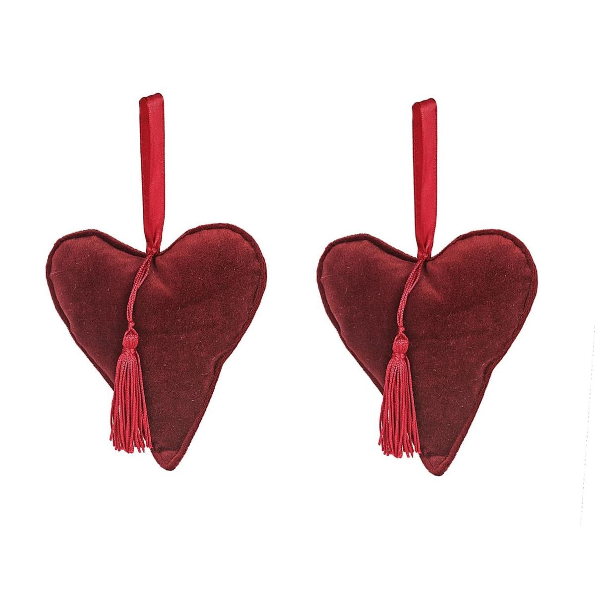 Decorazione cuore bordeaux velluto set due pezzi