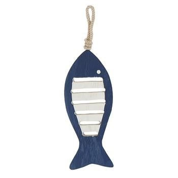 Decorazione pesce blu da appendere, 8x1x22 cm (kit da 10)