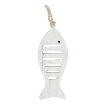 Decorazione pesce bianco da appendere, 8x1x22 cm (kit da 10)