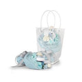 Composizione floreale azzurra con borsa, 24x16H25 cm (kit da 3)