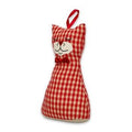 Fermaporta a forma di gatto a quadretti rossi (kit da 5)