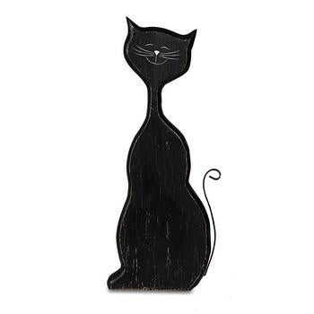 Gatto decorativo in legno nero (kit da 3)