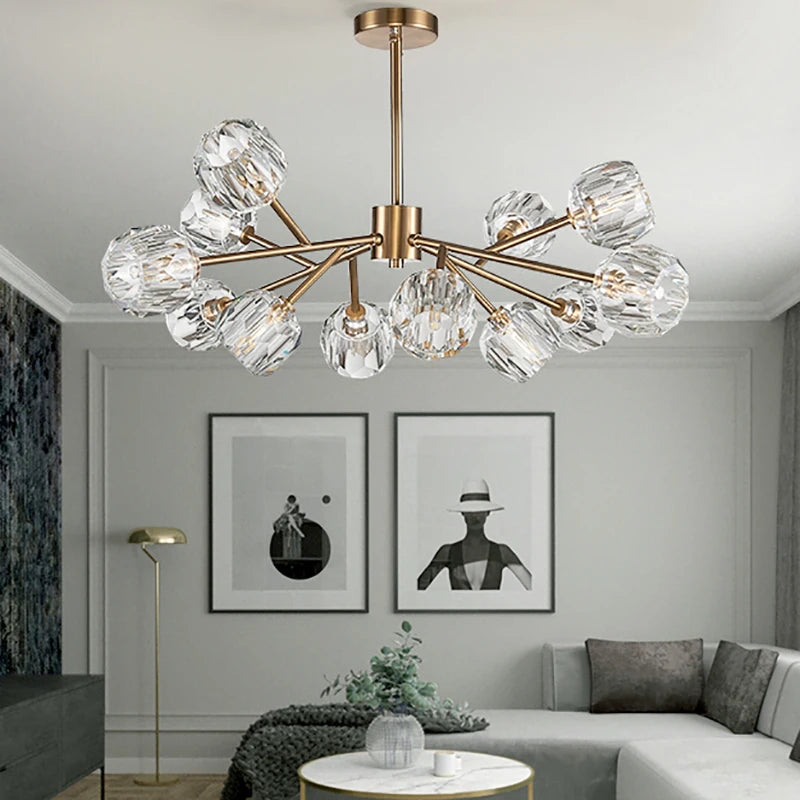 Lampadario moderno in oro e cristallo Luci di design di lusso americano Sala da pranzo Lampadario ad isola – foto 4
