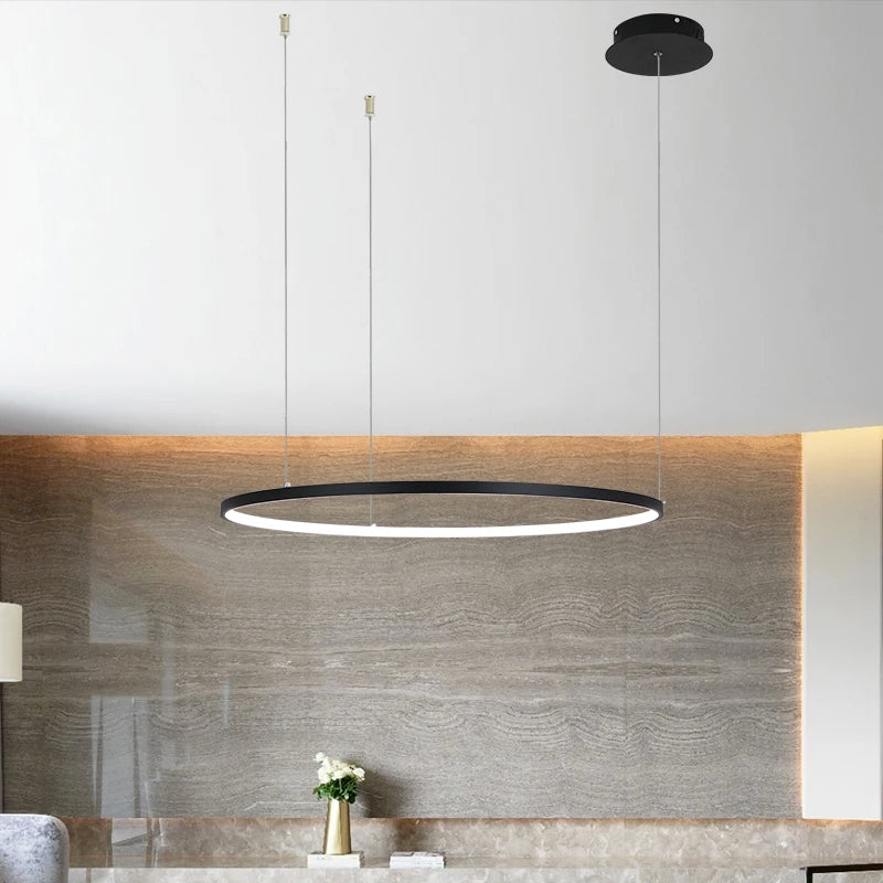 Lampadario LED ad anelli in alluminio, da 40 a 100 cm – dettaglio 4
