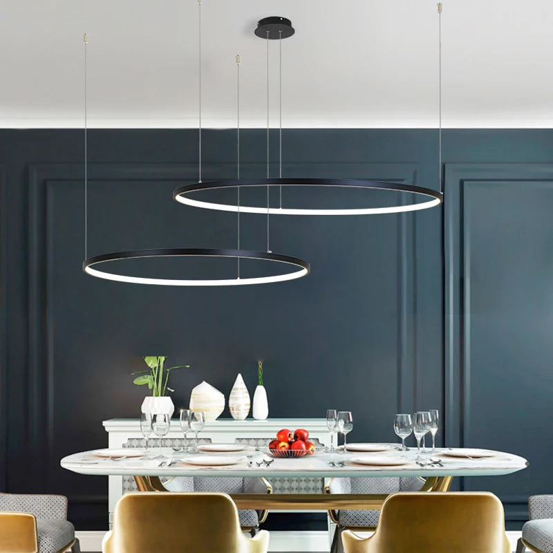 Lampadario LED ad anelli in alluminio, da 40 a 100 cm