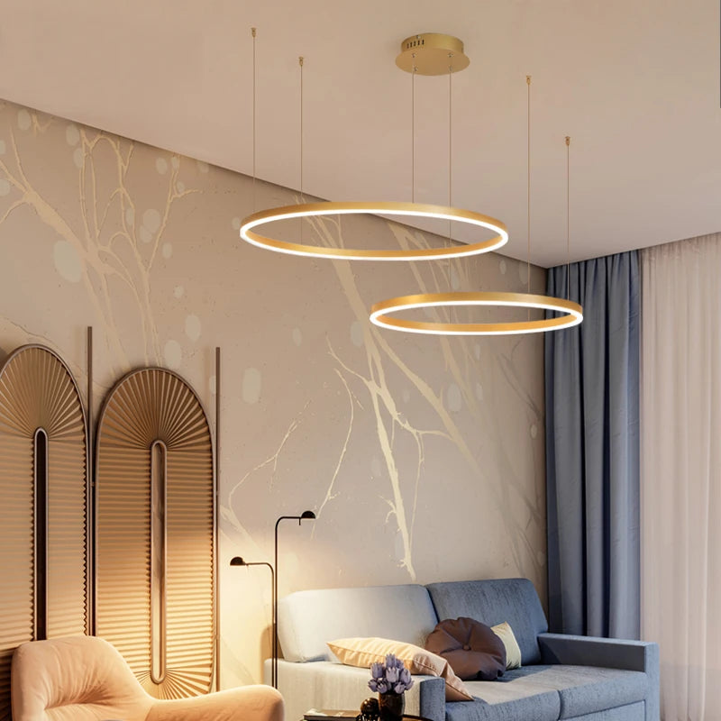 Lampadario LED ad anelli, da 1 a 5 anelli, 4 finiture – dettaglio 2