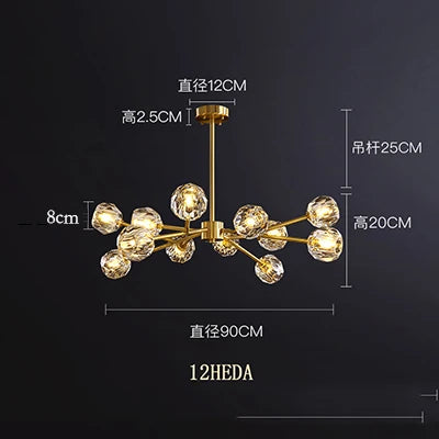 Lampadario moderno in oro e cristallo Luci di design di lusso americano Sala da pranzo Lampadario ad isola – foto 10