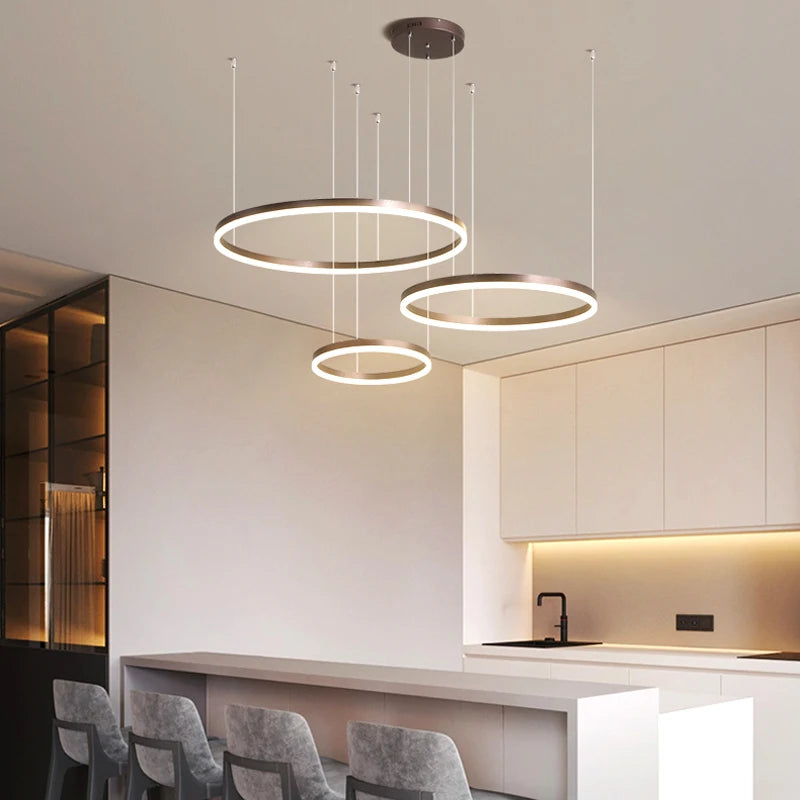 Lampadario LED ad anelli, da 1 a 5 anelli, 4 finiture – dettaglio 3