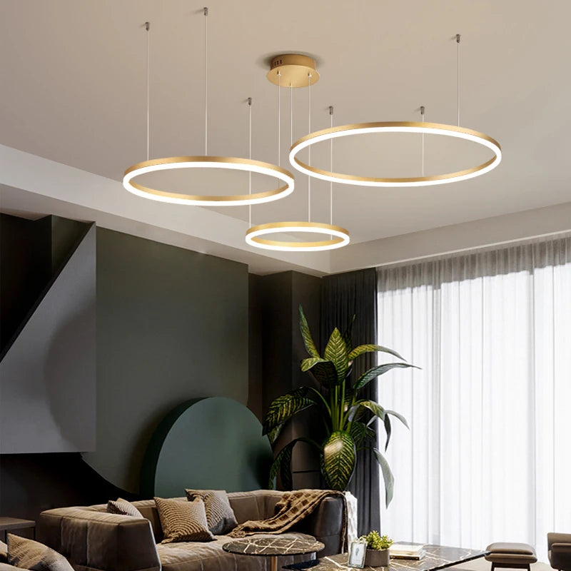 Lampadario LED ad anelli, da 1 a 5 anelli, 4 finiture – dettaglio 4