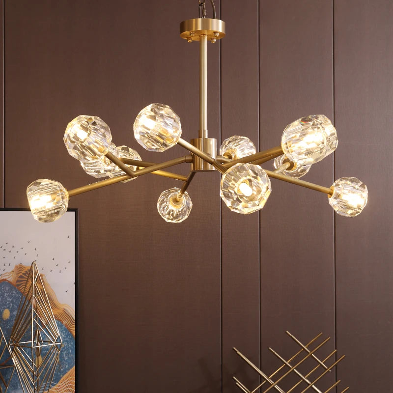 Lampadario moderno in oro e cristallo Luci di design di lusso americano Sala da pranzo Lampadario ad isola