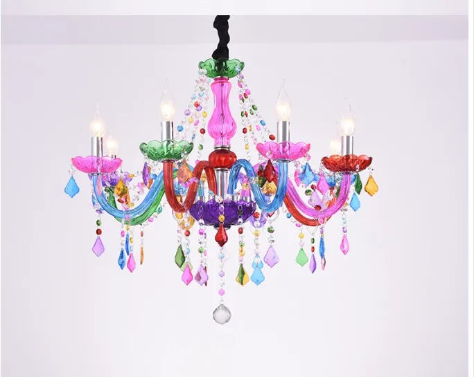 Lampadario boemo in cristallo colorato, da 5 a 10 luci – dettaglio 1