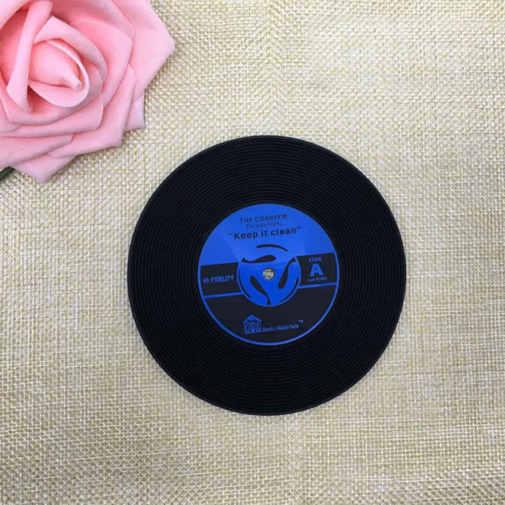 Set di Sottobicchieri Retro a Forma di Disco in Vinile