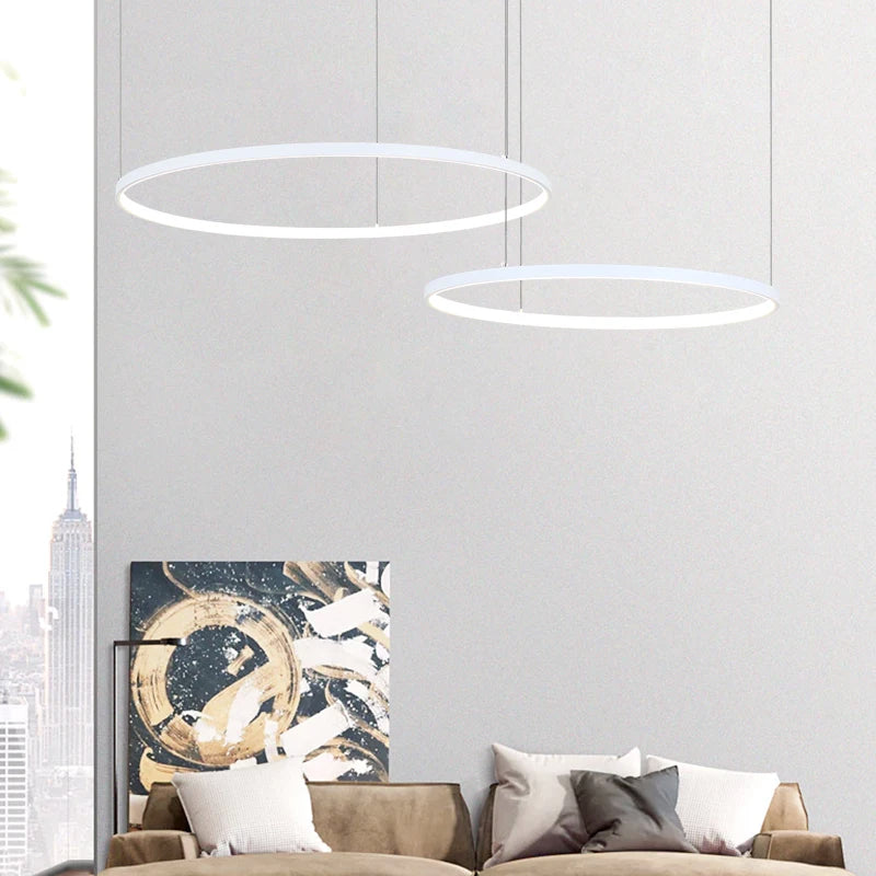 Lampadario LED ad anelli in alluminio, da 40 a 100 cm – dettaglio 3