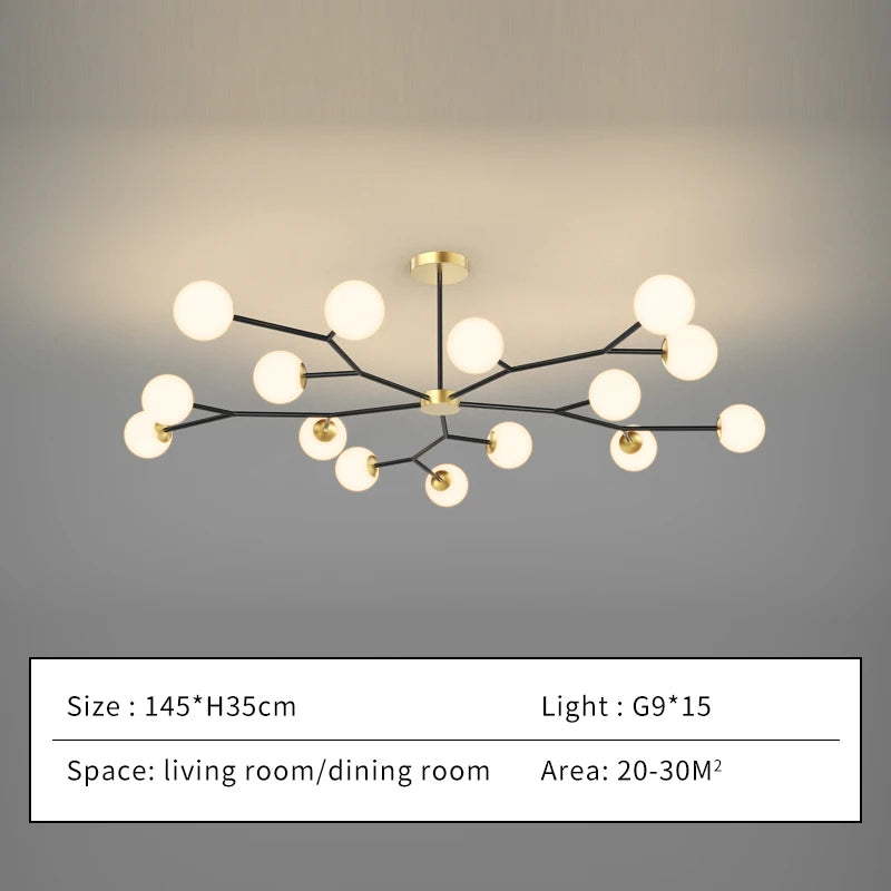 Lampadario molecolare in vetro, da 6 a 18 luci – dettaglio 6
