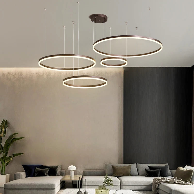 Lampadario LED ad anelli, da 1 a 5 anelli, 4 finiture – dettaglio 5