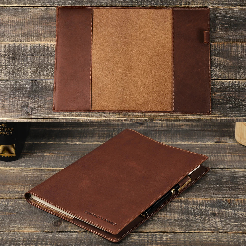 Copertina in vera pelle per quaderno A5 o B5, con portapenne – foto 2