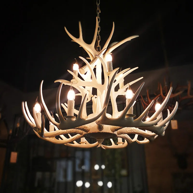 Lampadario rustico in resina a corna, da 2 a 9 luci – dettaglio 5