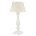Lampada bianca con paralume in tessuto bianco