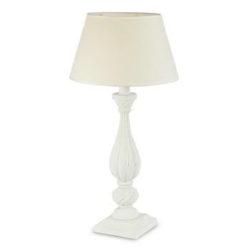 Lampada bianca con paralume in tessuto bianco