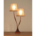 Lampada a 2 luci con paralume classico naturale, H56 cm