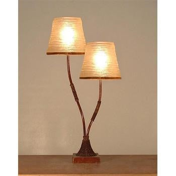 Lampada a 2 luci con paralume classico naturale, H56 cm
