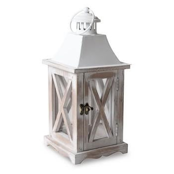 Lanterna in legno sbiancato, 16x16x35 cm