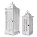 Lanterne in legno bianche, set da 2