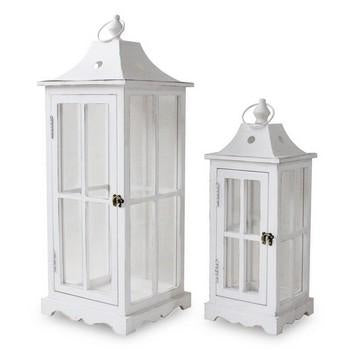 Lanterne in legno bianche, set da 2