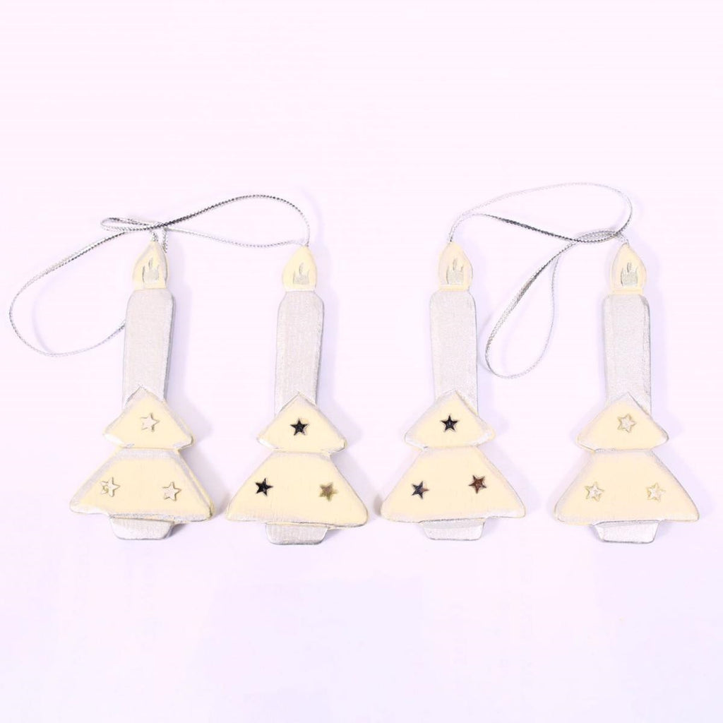 Decorazione candela in legno con albero, set di 4 pezzi, 3,5H7,5 cm (kit da 10)