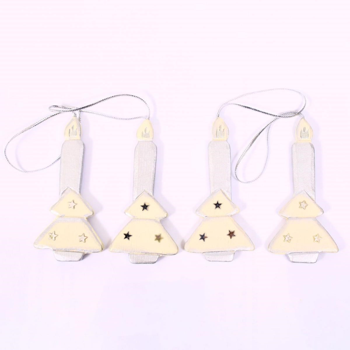 Decorazione candela in legno con albero, set di 4 pezzi, 3,5H7,5 cm (kit da 10)