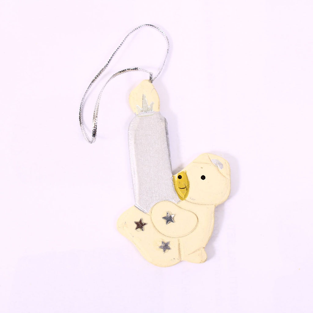 Decoro candela in legno con orsetto, set da 4, 7x4 cm (kit da 10)