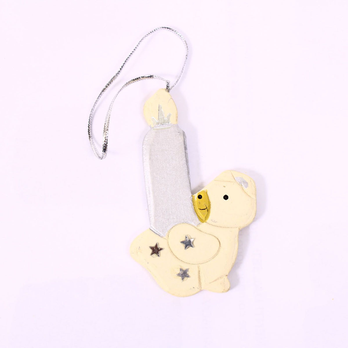 Decoro candela in legno con orsetto, set da 4, 7x4 cm (kit da 10)