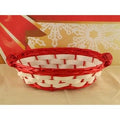 Cesto ovale piccolo in vimini rosso e bianco (kit da 10)