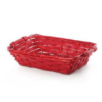 Cesto rettangolare in vimini rosso, misura media (kit da 10)
