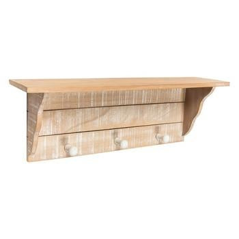 Mensolina legno ww 3 pomelli, 43x10x15 cm