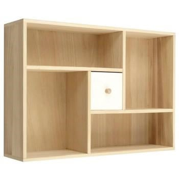 Mensola nat.4vani+1cass bianco, 76x19x54 cm