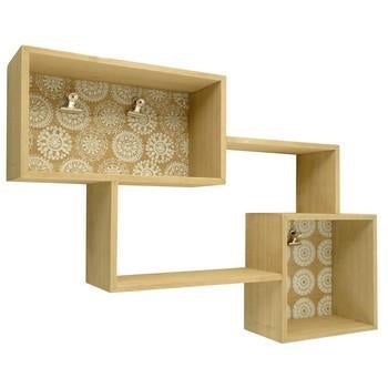 Mensola 3 vani legno nat/bianco, 58,5x10x43 cm