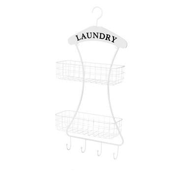 Mensolina bagno 2p 4app. Ferro bia, 32x12,5x71,5 cm