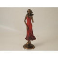 Statuetta di donna in bronzo con vestito rosso, H31 cm (kit da 3)