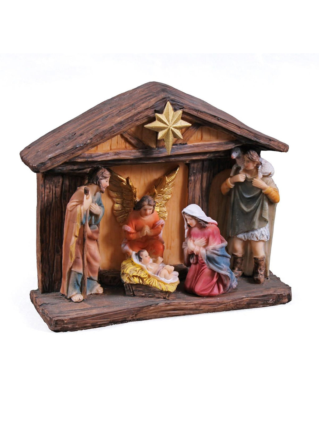 Presepe natività in resina con LED, 18x6x16 cm (kit da 3)
