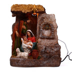Presepe in resina con fontana a batteria e luce, 28x18H36 cm