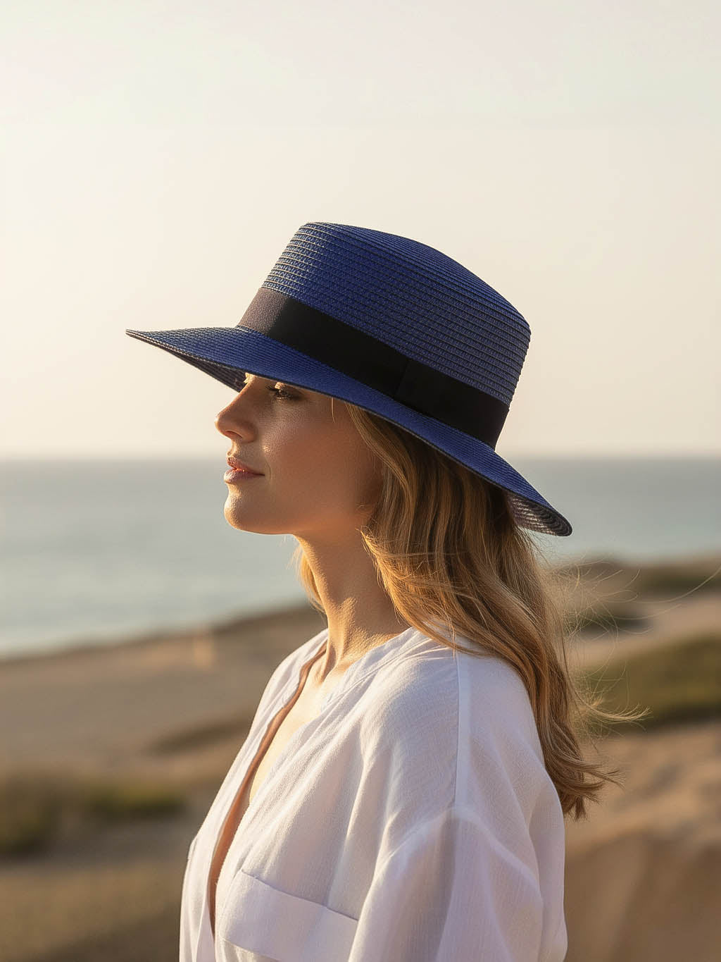 Cappello blu in cellulosa tessile, taglia regolabile