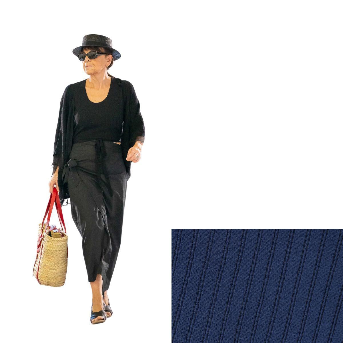 Cardigan blu in cotone e pura seta, taglia L