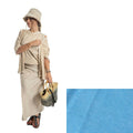 Cardigan turchese in cotone e lino, taglia L