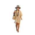 Abito tunica beige in lino e cotone, taglia M