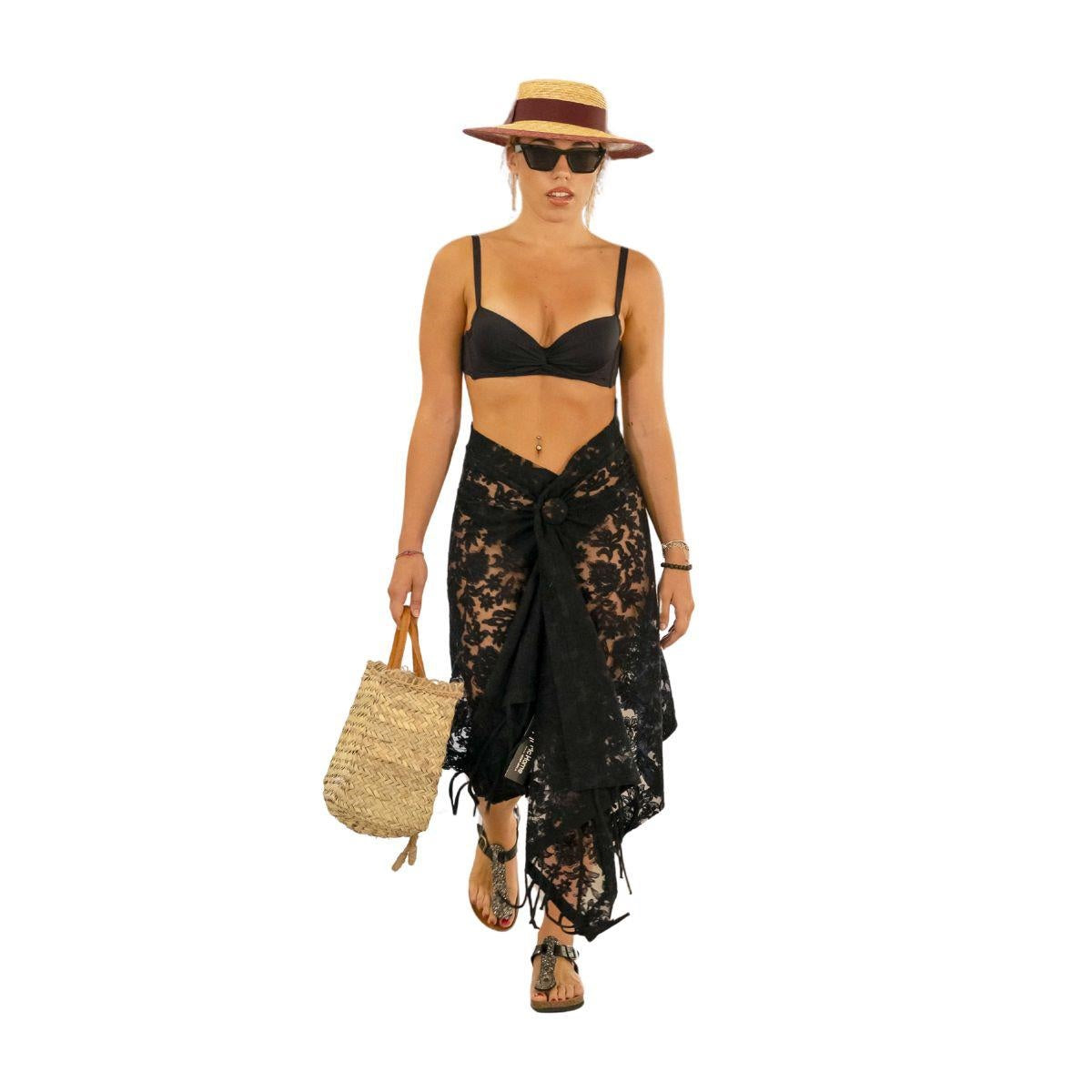 Stola in pizzo nero, 100% cotone