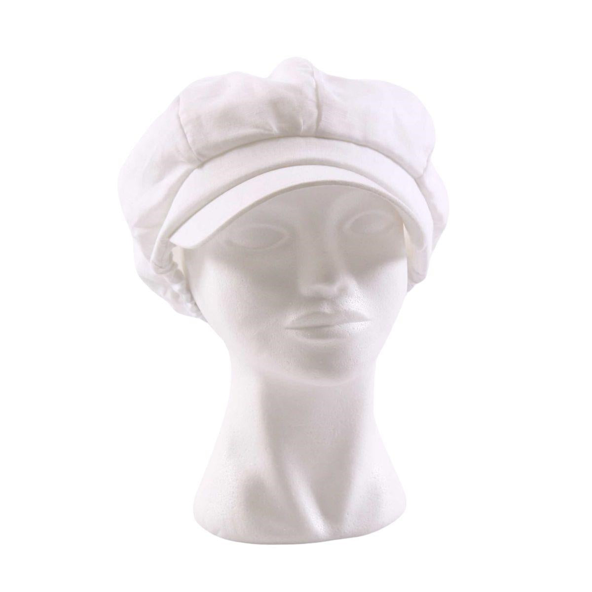 Cappello modello monello in lino bianco 100%